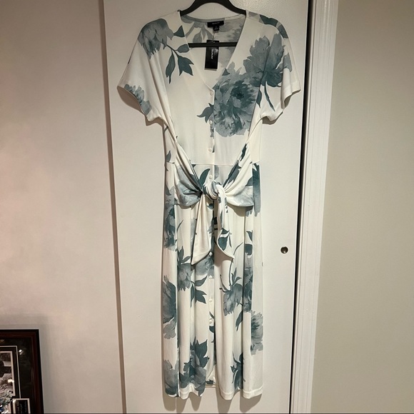 Alfani Mothers Day Button Up Front Tie Midi Dress Size M - Picture 1 of 13